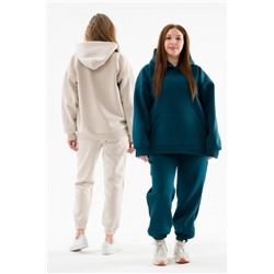 Худи оверсайз 89602 с начесом теплое костюмное (Изумрудный)