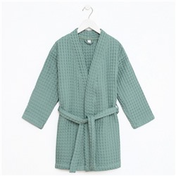 Халат вафельный детский Крошка Я «Boho» размер 32 (110-116 см) цвет мятный, 100% хлопок 290 г/м²