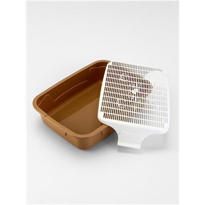 Туалет с сеткой, 44×33×11.5 см, бежевый/белый