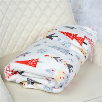 Плед флисовый 150х200 см Елки / GP611-8 /уп 20/100/ 714088 новогодний