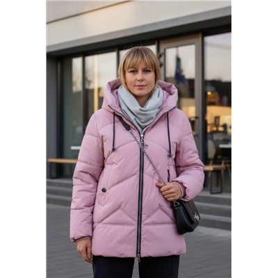 Зимняя куртка с капюшоном арт.2866 (Розовый)