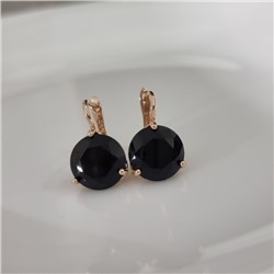 Серьги с кристаллом под Swarovski ювелирная бижутерия коллекция "Дубай" покрытие позолота, вставка: стекло, цвет: черный, арт.414.687