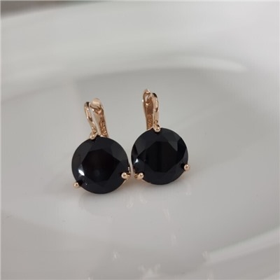 Серьги с кристаллом под Swarovski ювелирная бижутерия коллекция "Дубай" покрытие позолота, вставка: стекло, цвет: черный, арт.414.687