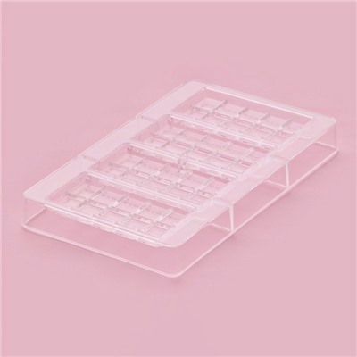 Форма для шоколада «Плитки с сердцами», 20×12×2.5 см, 4 ячейки 8.5×4.2×0.7 см, прозрачная