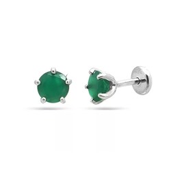 Серьги из серебра зеленый агат, Ю-25003р