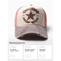 Кепка мужская MINAKU IBIZA, размер 56-58, коралловая