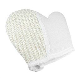 Dewal Beauty Мочалка для тела рукавичка, лен, хлопок, натуральный цвет 21029