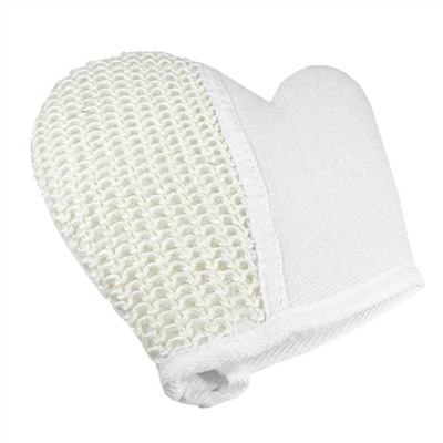 Dewal Beauty Мочалка для тела рукавичка, лен, хлопок, натуральный цвет 21029