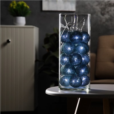 Гирлянда «Нить» 5 м с насадками «Клубки изумрудные», IP20, прозрачная нить, 20 LED, свечение белое, 220 В