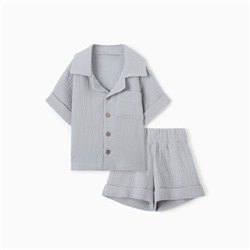 Костюм детский (рубашка и шорты) «Крошка Я», рост 68-74, серый