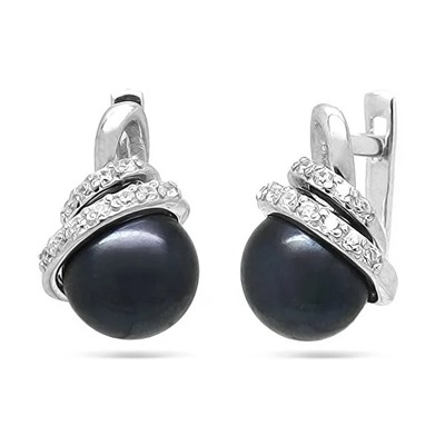 Серьги из серебра жемчуг, С1325ч