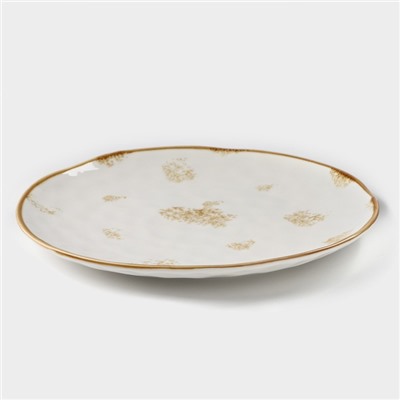 Тарелка Доляна Organic Gold, d=27.5 см, фарфор, белая