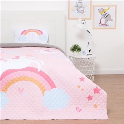 Комплект 1.5-спальный «Этель» Pink unicorn, покрывало детское 145×210 см, наволочка 40×60 см, микрофибра