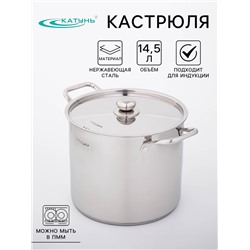 Кастрюля Катунь «Титан», 14.5 л, d=28 см, h=24 см, капсульное дно, индукция, нержавеющая сталь