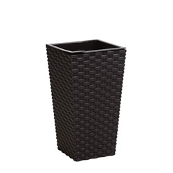УЦЕНКА Кашпо со вставкой 13,8х13,8х25 см (вставка 1,5 л) "Ротанг", цвет коричневый