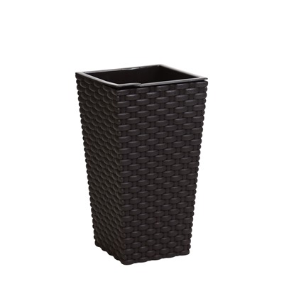 УЦЕНКА Кашпо со вставкой 13,8х13,8х25 см (вставка 1,5 л) "Ротанг", цвет коричневый