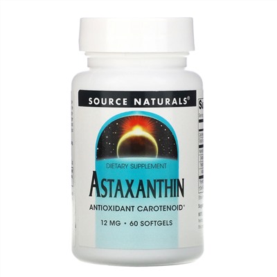 Source Naturals, астаксантин, 12 мг, 60 мягких таблеток