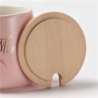 Кружка с ложкой «Миссис», 380 мл, керамика, розовая