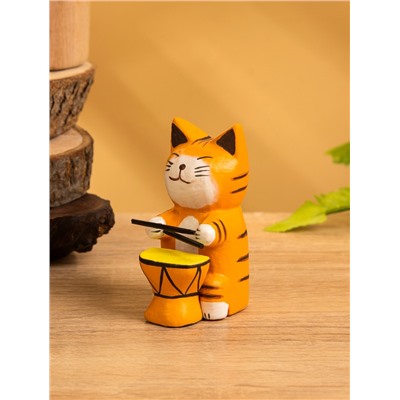 Сувенир «Кот барабанщик», 3.5×5.5×8 см, дерево, МИКС
