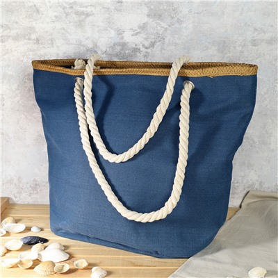 Сумка пляжная на молнии 50х40х24 см синий / BB14 /уп 1/