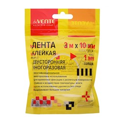 Клейкая лента двусторонняя "Repair & craft" многоразовая, прозрачная, 3 м х 10 мм, толщиной 1 мм, в зип пакете 11x11 см с европодвесом