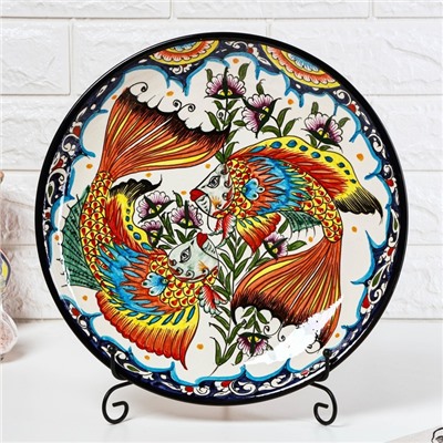Ляган узбекский Риштанская Керамика «Рыбка», d=32 см, разноцветный