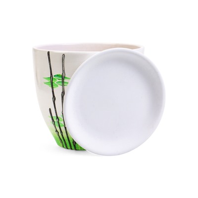 Горшок для цветов «Азия», 5 л, d=22 см, h=19.5 см, с поддоном, керамика, белый