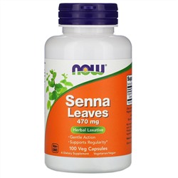 Now Foods, Листья сенны, 470 мг, 100 растительных капсул