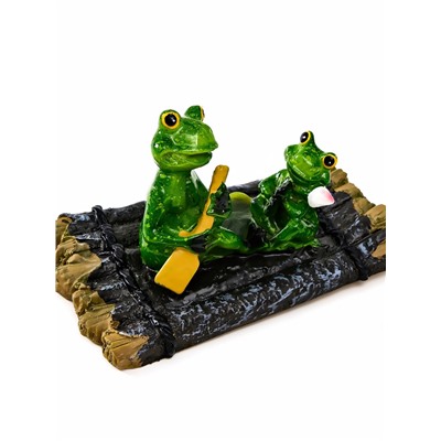Садовая фигура из полистоуна «Лягушка на плоту», 17×11×9.5 см, водоплавающая