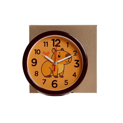 Будильник «Капибара», плавный ход, d=15 см, корпус коричневый