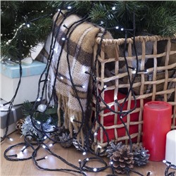 УЦЕНКА Гирлянда «Нить», 20 м, IP20, 200 LED, 220 В, 8 режимов, тёмная нить, свечение белое