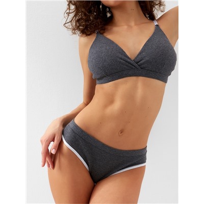 Комплект нижнего белья женский (топ, трусы) Collorista, тёмно-серый, размер 46-48