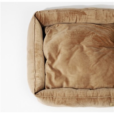 Лежанка для кошек и собак велюровая Pet Lab, 55×50×15 см, бежевая