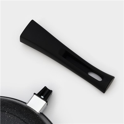 Сковорода Доляна «Элит», d=26 см, съёмная ручка, стеклянная крышка, антипригарное покрытие, алюминий, чёрная