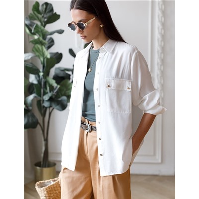 Блузка из премиальной вискозы и лиоцелла с удлиненным манжетом