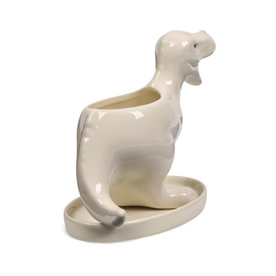 Декоративный горшок для цветов «Тирекс», керамический, 110 мл, 14×6.5×11 см, с поддоном, белый