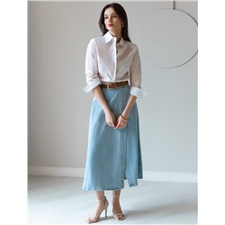 Блузка приталенного силуэта в полоску из эластичного хлопка