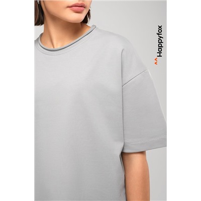 Женская футболка оверсайз из футера двухнитки Happyfox