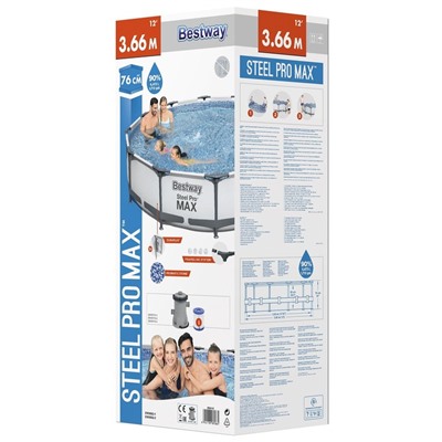 Бассейн каркасный Bestway Steel Pro MAX 56416, 366×76 см, фильтр-насос, круглый
