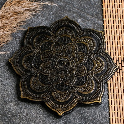 Подставка для благовоний «Мандала», под чёрное золото, 16×2 см