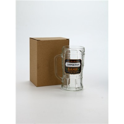 Кружка пивная стеклянная «Директор бани», 500 мл