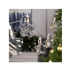 Гирлянда «Нить» 3 м с насадками «Лампочки звёздочки», IP20, прозрачная нить, 80 LED, свечение тёплое белое, 8 режимов, 220 В