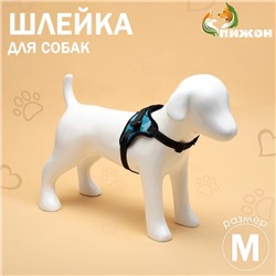 Шлейка К7 мягкая светоотражающая, размер М, ОГ 52-66 см, вес 9.5-17.5 кг, голубая хаки
