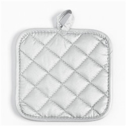 Кухонный набор «Доляна. Снежинки»: серебро, прихватка 17×17 см, варежка 26×16 см, фартук 70×80 см, 100% п/э