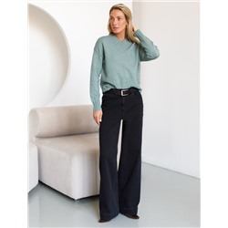 Джинсы-трубы из эластичного денима на флисе