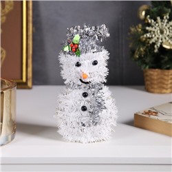 Светодиодная фигура из мишуры «Снеговик в серебристом» 16×9 см, 10 LED, батарейки AG10×3 (в комплекте), свечение тёплое белое