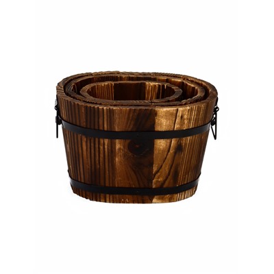 Набор кашпо для цветов, 22×18×14 см, деревянный, 3 шт.