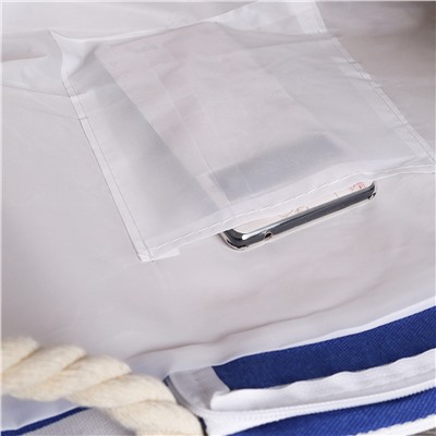 Сумка пляжная на молнии 38х30х18 см синий-белый / BB5 /уп 1/