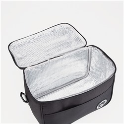 Термосумка на молнии, объём 8 л, наружный карман, регулируемый ремень, чёрная