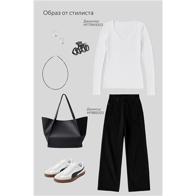 Женский джемпер в рубчик с V-вырезом Happyfox